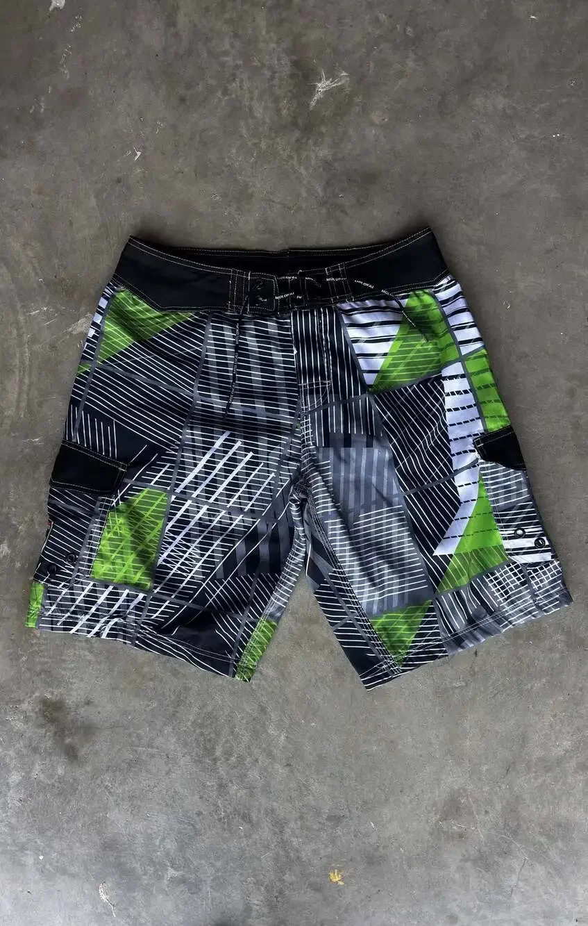 Vintage 00s Molokai Surf Co. Men's Geometric Pattern Board Shorts